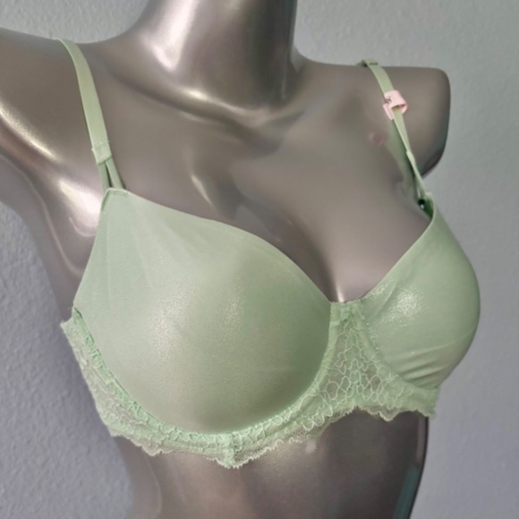 Victorias Secret Bra Dream Angels Unlined Uplift Green Shimmer Nwt 36C - Picture 2 of 6